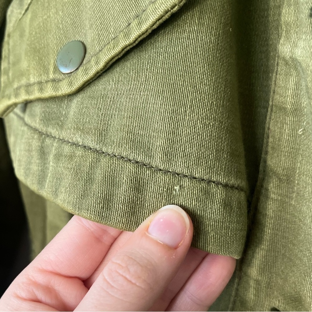 HEI HEI Anthropologie Ruffleback Military Green Jacket Women’s Size M - Picture 15 of 15